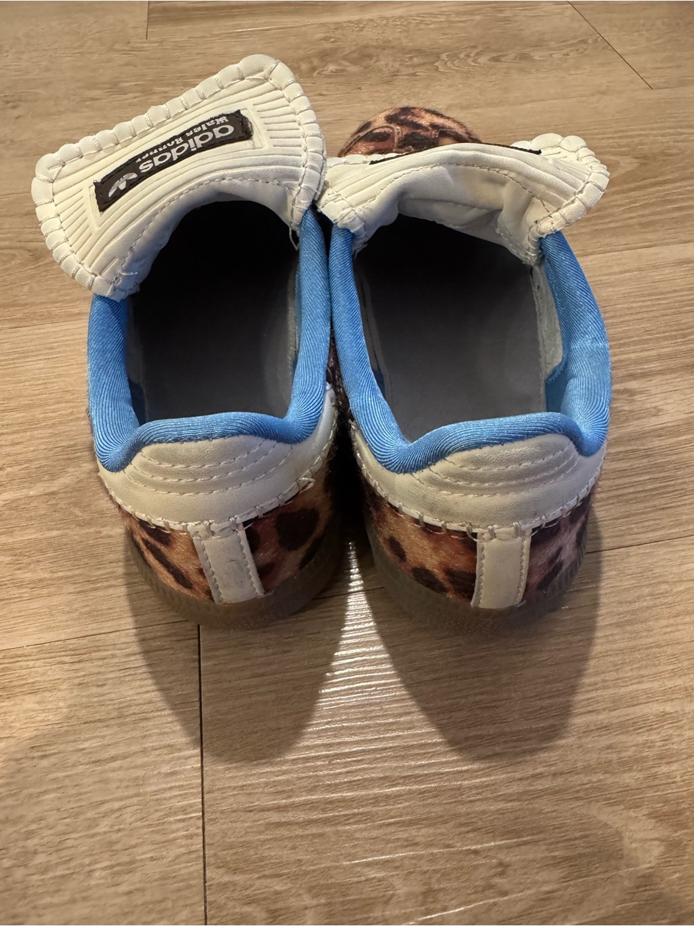 adidas Leopard Print Sneakers with White Strap and Blue Lining - Picture 3 of 4